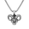 Collar de acero de titanio para hombre con colgante de calavera de cuerno de moda dominante europea y americana, suministro de comercio exterior de Amazon al por mayor