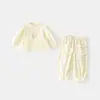 Conjunto Elegante de Sudadera para Niñas Primavera 2026, Conjunto de Dos Piezas con Sudadera de Dobladillo de Malla para Bebé Niña y Pantalón de Chándal de Encaje