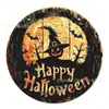 Nuevo letrero de puerta de artesanía de madera creativo más vendido transfronterizo, letrero de madera de bruja redondo, decoración de Halloween