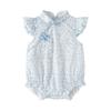 Macacão de Bebê Transfronteiriço Roupa de Verão Estilo Cheongsam para Meninas com Mangas Bufantes e Babados, Macacão de Engatinhar Estilo Chinês Fresco e Elegante