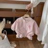 Jaqueta de Renda para Menina Estilo Coreano Primavera e Outono Roupa Infantil 2026 Nova Jaqueta Corta-vento Patchwork de Renda e Tela para Meninas Doce e Estilosa