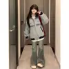 Sudadera de estilo coreano, perezosa, con tres rayas, cuello alto, para mujer en otoño e invierno, forrada de forro polar, engrosada, holgada, casual, con cremallera, chaqueta cárdigan, moderna