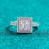 Anillo Nuevo De Yi de Plata de Ley S925 para Mujer con Piedra Cuadrada de Moissanita, Color Oro Rosa, Venta al por Mayor de Fábrica en Stock