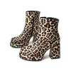 Bico redondo botas de couro femininas europeias e americanas zíper lateral botas de moda botas curtas botas Martin botas de cavaleiro sapatos femininos de salto alto botas de comércio exterior