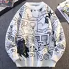 Suéter de punto con estampado de dibujos animados integral para hombres y parejas, cuello redondo, adecuado para estudiantes, otoño e invierno, venta al por mayor de fábrica transfronteriza