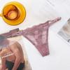 Pantaleta de encaje con tirante fino ahuecada ropa interior de tentación sexy algodón tiro bajo tanga para mujer transparente sexy comercio exterior transfronterizo