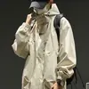 Chaqueta de Montañismo con Capucha Holgada para Hombre Chaqueta de Trabajo Casual Americana para Primavera y Otoño Tendencia