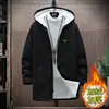 Cortavientos para Hombre 2026 Otoño Invierno Engrosado Lana de Cordero con Capucha de Longitud Media Chaqueta Estilo Coreano para Hombre Abrigo Casual Ropa de Abrigo