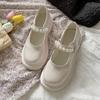 Zapatos pequeños de cuero retro francés para mujer Estilo británico 2025 Nuevo Perla Hada Una línea Suela gruesa Mary Jane Zapatos Jk