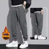 Calça Casual Masculina Outono e Inverno Marca de Moda Calças Esportivas com Elástico no Tornozelo Roupa Masculina Calças de Grou Resistentes ao Desgaste com Forro de Lã Calças Longas Espessadas