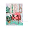 Paisaje Pastoral Estilo Matisse Gato Abstracto Color Rosa Núcleo de Pintura Decorativa para Colgar en Cabecera de Dormitorio de Casa de Huéspedes Pintura al Óleo Ins