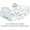 Venda Quente Cone de Papel para Confete de Casamento Suporte em Formato de Cone de Rosa Natural Conjunto Combinado de Bandejas para Casamento
