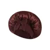 Gorro de satén personalizado transfronterizo para dormir, sombrero de invierno de una sola capa de ala ancha para mujer, sombrero de punto de color sólido de tela de satén para el posparto con parte superior redonda