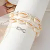 Conjunto de Pulseiras Estrela do Mar e Concha Estilo Casual Moda Verão Acessórios Essenciais para Viagem e Praia Joias para Mulheres