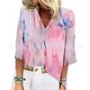 Estación independiente transfronteriza Temu primavera y verano nueva moda europea y americana para mujer impresión 3D casual cuello en V jersey camiseta de siete mangas