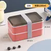 Lonchera sellada de plástico de grado alimenticio con cubiertos, adecuada para estudiantes y oficinistas, portátil y de doble capa para empacar comidas
