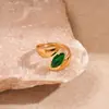 Anillo Abierto Ovalado en Espiral de Acero Inoxidable con Circonita Metálica Europeo y Americano Joyería de Mano Sencilla Elegante Nicho de Gama Alta
