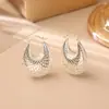 Pendientes Huecos Creativos en Forma de U, Chapados en Cobre con Oro Real, Pendientes Clásicos de Moda de Alta Gama para Mujer, Pinzas para Orejas Estilo Ins Europeo y Americano
