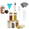 Botella Transparente para Condimentos con Tapa de Madera, Botella para Condimentos de Barbacoa, Botella de Vidrio, Botella Vacía, Botella de Vidrio a Prueba de Fugas para Sal, Frasco para Condimentos, Botella Pequeña, Botella Dispensadora