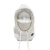 Chapéu de Inverno com Capuz para Esqui Feminino com Cachecol e Máscara Integrados, Forrado com Fleece e Espessado, Protetor de Orelhas, Chapéu de Algodão à Prova de Vento para Ciclismo e Calor