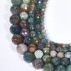 Pulsera de ágata india natural con cuentas sueltas cortadas para hacer joyería DIY accesorios de joyería ágata verde cortada cuentas redondas al por mayor