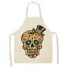 Delantal estampado de calavera de personalidad creativa de Halloween decoración de fiesta de calavera del Día de Muertos de México un lote