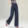 Jeans Retro de Pierna Ancha Estrecha Azul Oscuro para Mujer, Nuevos Pantalones Rectos de Cintura Alta de Moda Primavera/Verano 2026