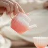 Tetera Mi Yan con diseño de crisantemo en degradado rojo sandía, tetera moderna y sencilla para el hogar, tetera de cerámica hecha a mano, juego de té de kung fu