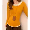Toma Real # Camiseta Térmica de Base De Rong para Mujer, Adecuada para Usar Tanto por Dentro como por Fuera, Especialmente Hermosa para Otoño e Invierno, con Cintura Ceñida y Diseño Plisado, Top Falso de Dos Piezas.