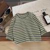 Camiseta de Manga Larga Rayada para Bebé Niño, Nueva Colección Primavera 2025, Bonito Bebé, Casual, Holgada, Combinable, Camiseta Básica
