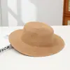 Novo chapéu de palha trançado de cor sólida, chapéu de aba grande da moda, chapéu de praia coreano, chapéu semiacabado Pi
