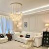 Lámpara de Araña de Cristal Nube de Lujo Ligero Italiano Estilo Crema Francés Lámparas de Sala de Estar Simples Modernas Atmosféricas Lámparas de Comedor para Villa