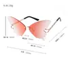 Gafas de Sol Metálicas Mariposa Sin Marco de Gama Alta para Mujer Sentido de Gama Alta Delgadas Moda Combinan con Todo Gafas de Sol para Disparo Callejero Cambio Gradual Personalidad