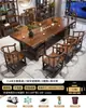 Mesa de Té Grande y Juego de Sillas Una Mesa Cinco Sillas Nuevo Estilo Chino Mesa de Café Juego de Té Integrado Juego Completo Oficina Hogar Estación para Preparar Té
