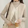 Chaleco nuevo estilo de lana de cordero, retro, corte holgado, adelgazante, sin mangas, pana, engrosado para otoño e invierno, prenda exterior beige