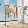 Tubo de acero de pie para exteriores, engrosado, para el hogar, balcón, dormitorio, perchero, estilo simple de una barra, tendedero
