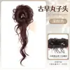 Peruca de Coque Longo para Mulheres com Franja Lateral, Estilo Coreano Vintage Riquinha, Penteado de Coque Florido Fofo