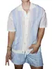 Camisa polo, camisa de punto, camiseta de manga corta para hombre, con cuello camisero, rayas caladas, estilo old money, seda helada, verano, venta al por mayor de fábrica transfronteriza