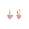 Exquisitos pendientes colgantes de esmalte verde encantador de estilo francés para mujer, pendientes de lujo ligeros de alta gama con diseño en forma de corazón rosa.