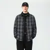 Camisa de manga larga a cuadros vintage de alta gama para hombre, chaqueta camisa casual de mezcla de lana holgada para otoño, venta al por mayor para hombre
