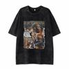 Camiseta Personalizada Street-Style Vintage Algodão Lavado com Estampa de Estrela, Camiseta Moderna de Manga Curta com Caimento Solto, Tendência Ins Retrô