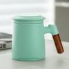 Taza de cerámica con tapa mango de madera taza de oficina caja de regalo con regalo de mano taza separadora de té traje de oficina