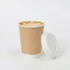 Taza de Café Desechable, Taza de Papel Kraft Engrosado para Té con Leche, Taza de Papel Hueca de Doble Capa, Taza de Papel Recubierta Simple para Bebidas Calientes y Leche de Soya