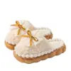 2026 Pantuflas de Algodón Lazo Invierno Mujer Engrosadas Calientes Antideslizantes Suela Gruesa Pareja Pantuflas de Casa Lindas Zapatos Postparto