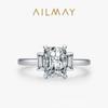 Anillo de diamantes artificiales rectangulares de plata esterlina s925 para mujer, estilo europeo y americano, ligero, de lujo, de alta gama, elegante, combina con todo, joyería de boda.