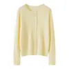 Novo cardigã de cashmere outono e inverno para mulheres, suéter de tricô trançado com gola redonda, cor sólida, quente, suéter casaco de corte solto