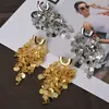 Pendientes Elegantes de Metal con Lentejuelas y Borlas Estilo Transfronterizo Europeo y Americano Pendientes de Nicho con Estilo Pendientes Exagerados de Moda para Mujer