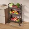 Carrito Pequeño de Cocina Estante de Almacenamiento de Pie Estante Multicapa para Preparación de Frutas y Verduras Estante Móvil para Condimentos de Hogar Almacenamiento