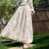 Falda de Capullo Floral para Mujer 2026 Nuevo Verano Cintura Alta Largo Medio Moda Reductora de Edad Cordón Falda de Línea A Abullonada