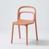 Silla de plástico estilo nórdico con respaldo engrosado, silla de comedor apilable simple para balcón exterior para espacios pequeños